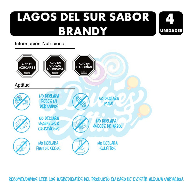 Alfajor Lagos Del Sur Brandy Display 4 Unidades