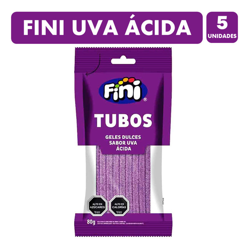 Fini Uva Acida - Gomitas De Tubos Morados (pack Con 5 Un)