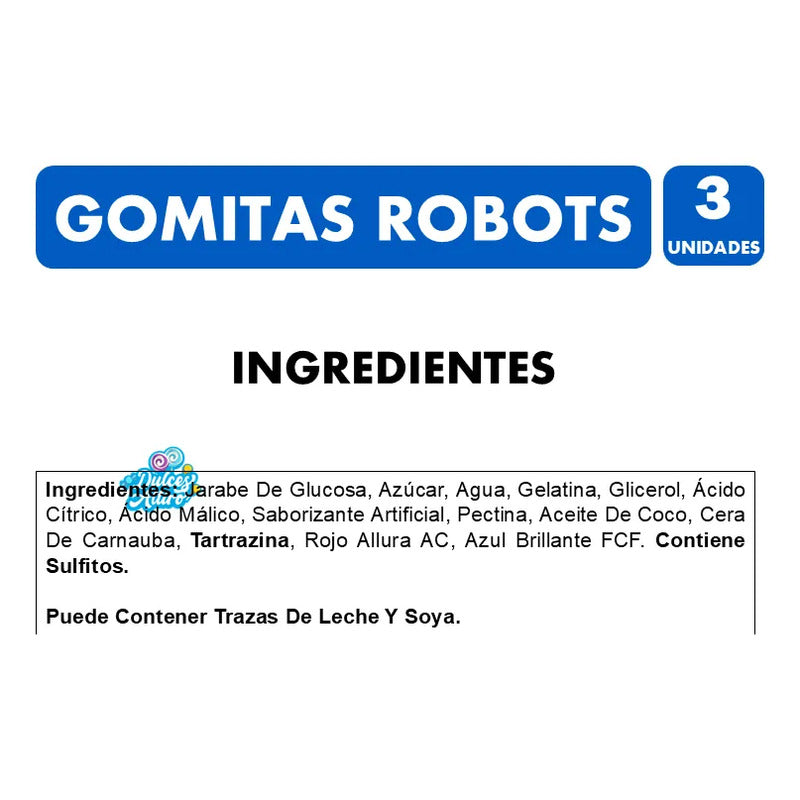 Gomitas 4d En Forma De Robots Sabor A Frutas (pack 3 Uni)