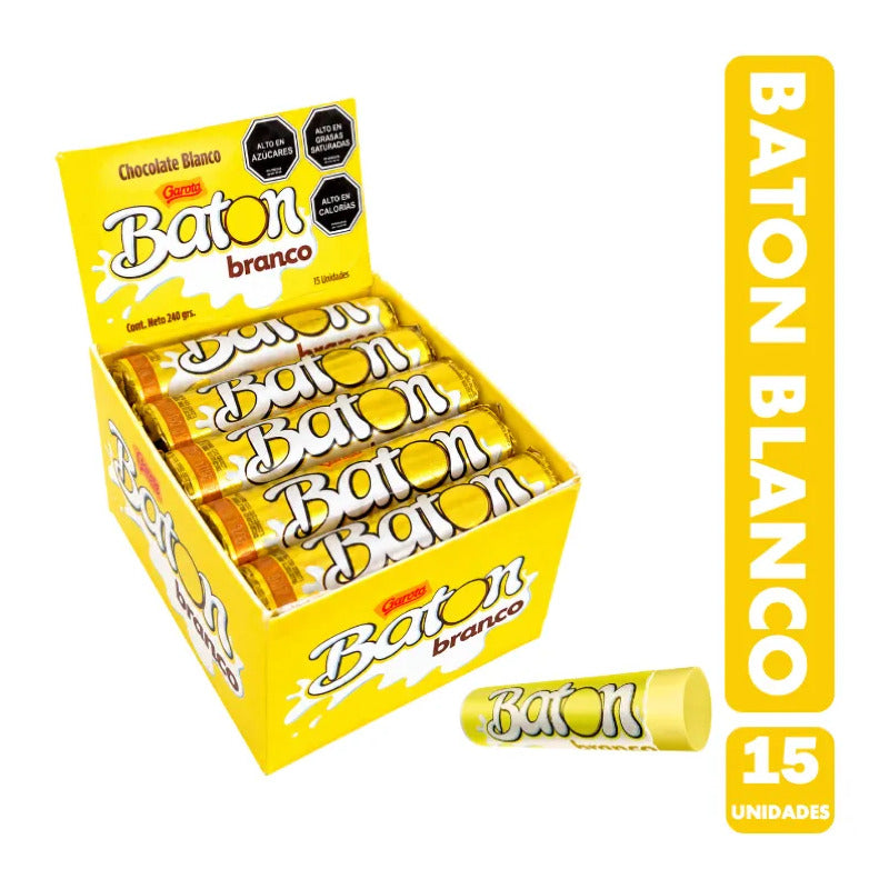 Batón Chocolate Blanco De Garoto (caja Con 15 Unidades)
