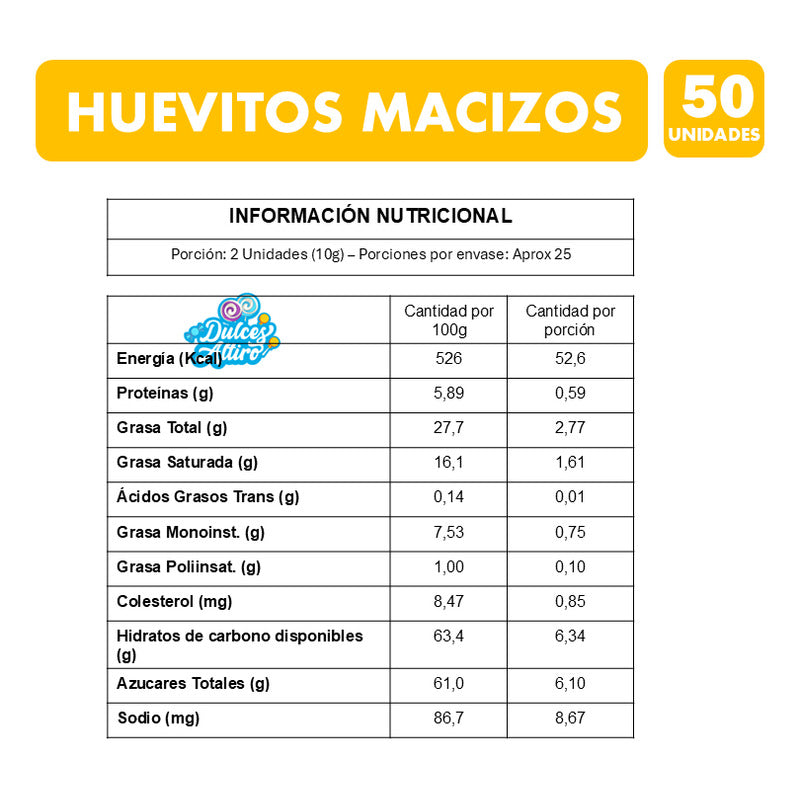 Huevitos De Chocolate Macizos Colombina -bandeja 50 Unidades