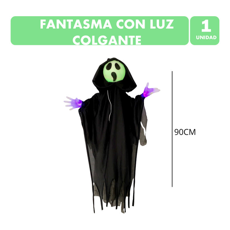 Fantasma Con Luz Colgante De Hallowen De 90cm Deco Halloween