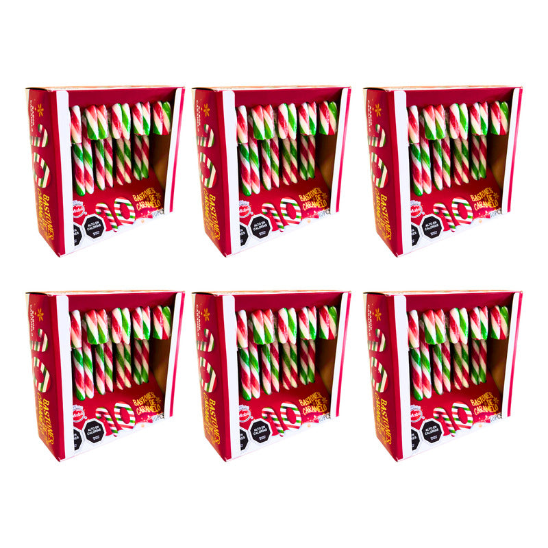Bastones Navideños Sabor Caramelo Especial Navidad - Pack 6u