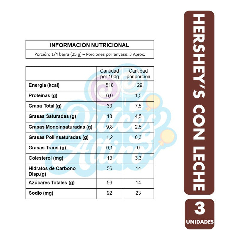 Tableta Hershey's - Chocolate Con Leche (pack De 3 Unidades)