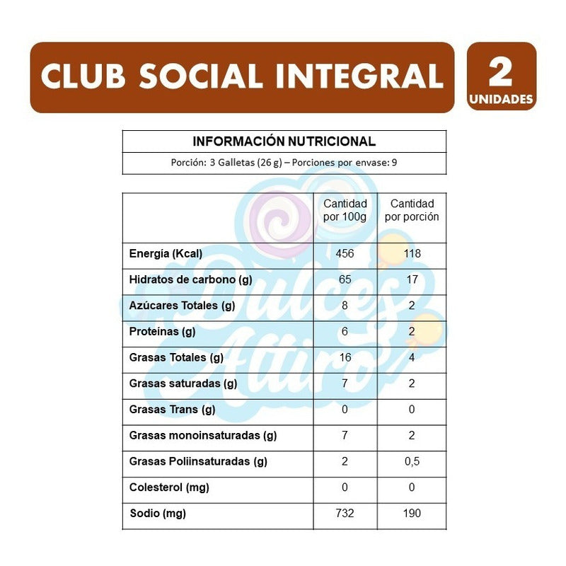 Club Social Integral - Galletas (pack Con 2 Unidades)