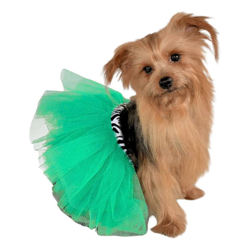 Disfraz Tutú De Mascota Color Turquesa Talla M/l Halloween Cian