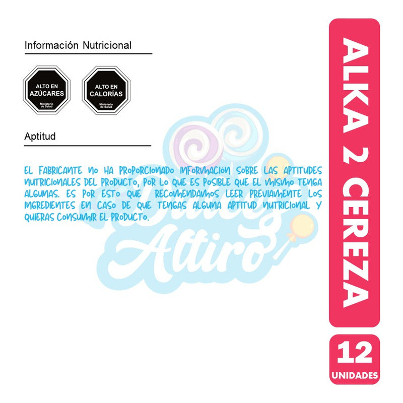 Caramelos Alka 2, Sabor Cereza (display De 12 Unidades)