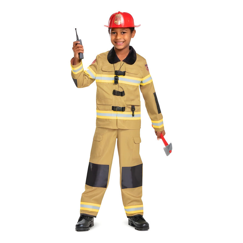 Disfraz Bombero Infantil Traje Con Accesorios Talla 4-6 Dorado Oscuro