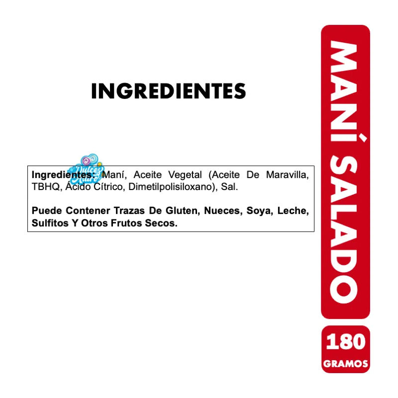 Maní Con Sal Para Compartir De Tim (contiene 180 Gramos)