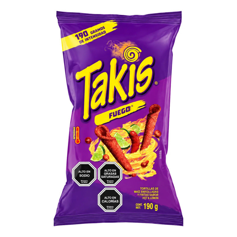 Takis Fuego Snack Picante Sabor Ají Y Limón (formato 190g)