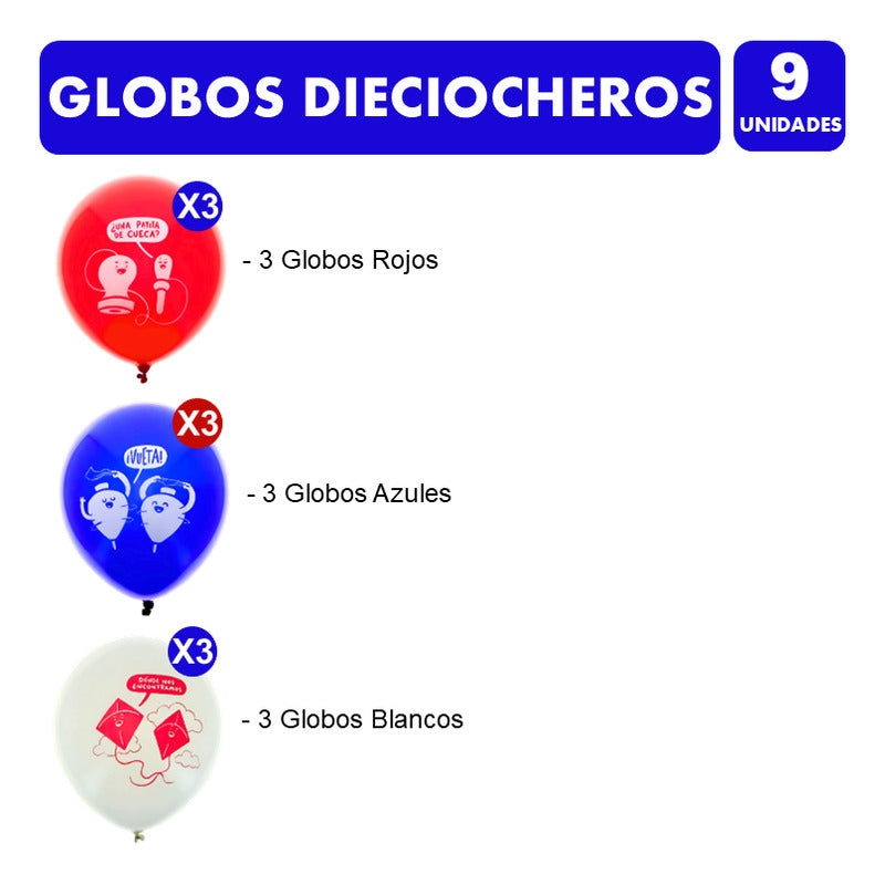 Globos Para El 18 - Ideal Para Decorar Tu Casa O Fonda (9 U)