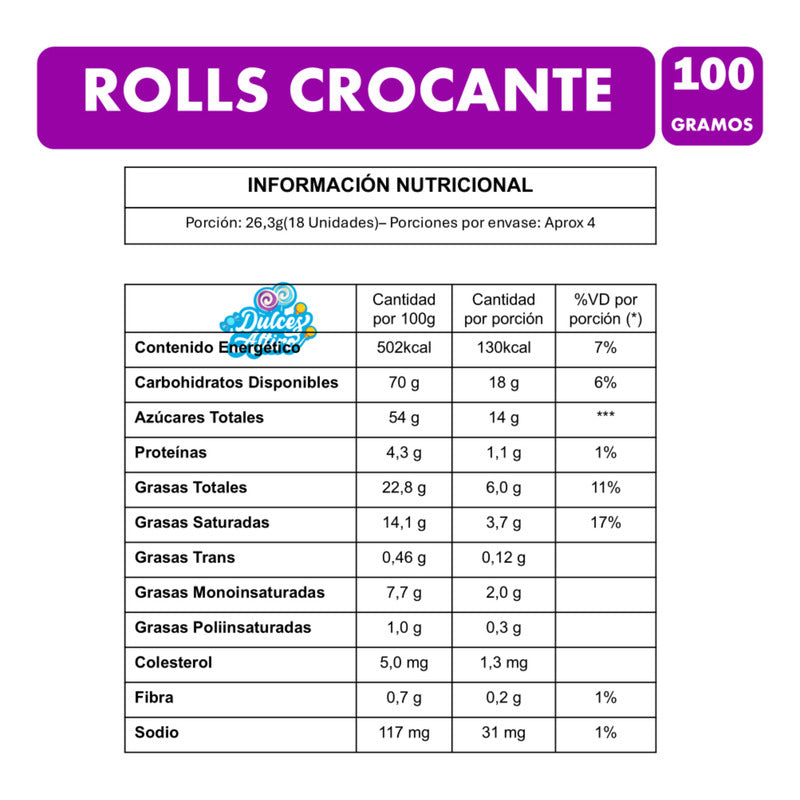 Rolls De Chocolate Con Centro Crocante De Costa (100g)