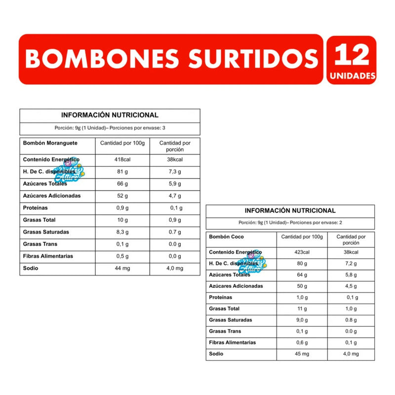 Bombones Surtidos Bel Sabor Chocolate - Caja 12 Unidades