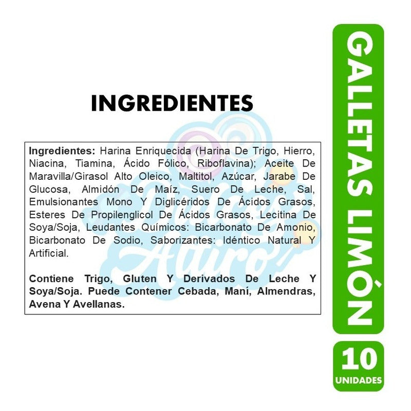 Galletas Colación, Sabor Limón - Pack De 10 Unidades De 35gr