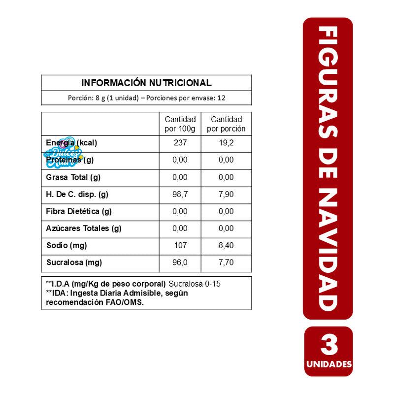 Caramelos Navidad - Figuras Surtidas Libre De Sellos - 3 Uni