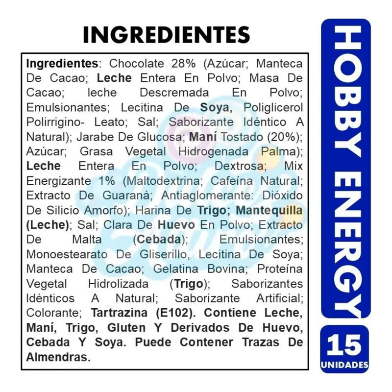 Hobby Energy Maní Y Caramelo - Barra De Chocolate Arcor