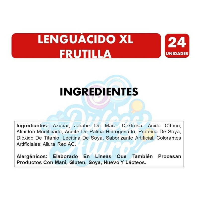 Dulces Lenguácidos Xl, Sabor Frutilla, Mabú (caja Con 24 Un)