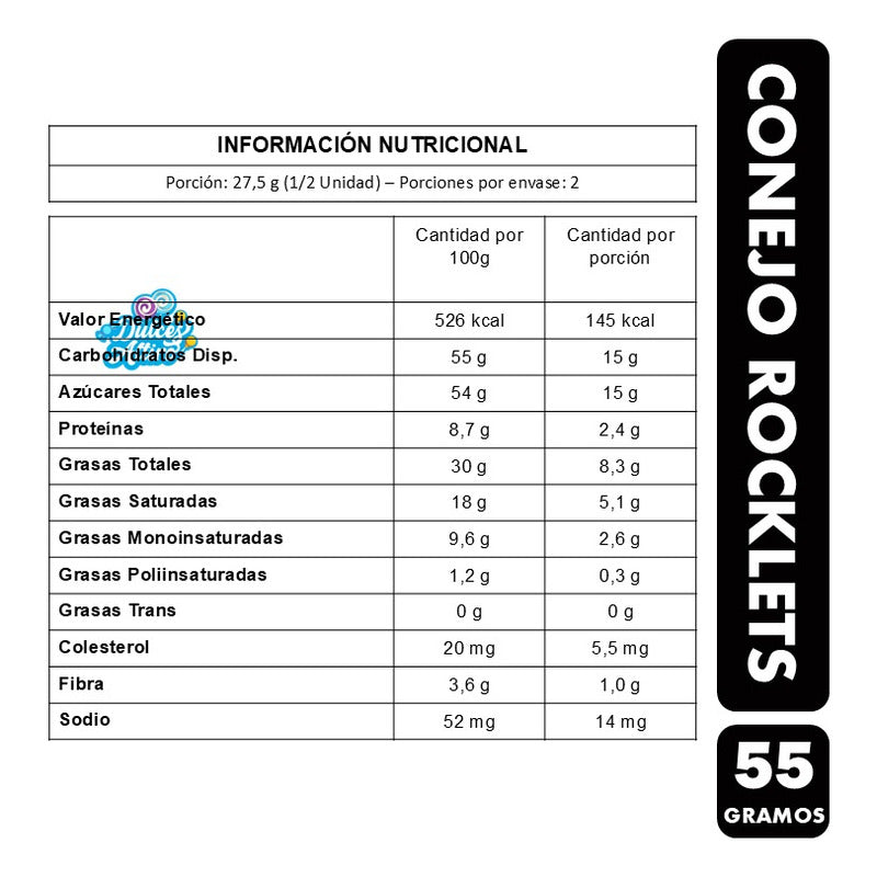 Conejo De Chocolate Rocklets - Especial Pascua (55 Gramos)