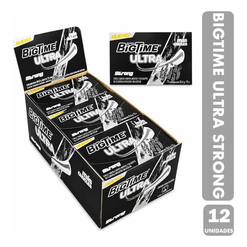 Chicle Bigtime Ultra Strong Menta, Mentol Y Eucaliptus (12u)