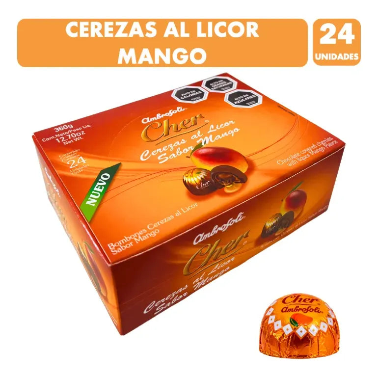 Cerezas Al Cognac Sabor Mango De Ambrosoli (caja 24 Uni)