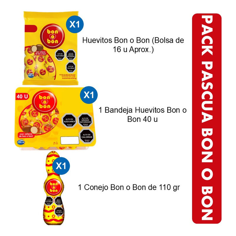 Pack Bon O Bon -bandeja De Huevitos -bolsa Huevitos -conejo