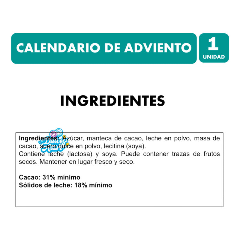 Calendario De Adviento Azul - 24 Días Para Navidad Calendario Adviento Chocolates
