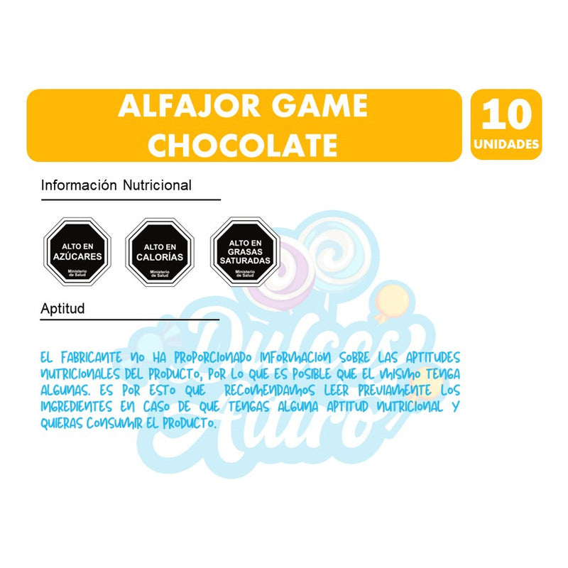 Alfajor Game De Nevares - Amarillo (pack Con 10 Unidades)