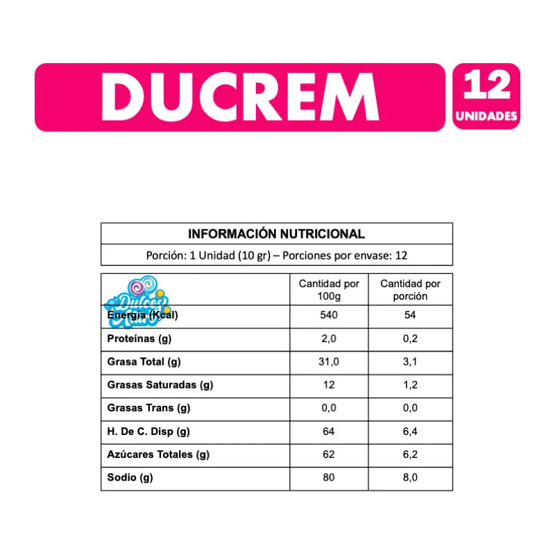 Ducrem Crema Sabor Chocolate Con Avellana, Leche Y Frutilla