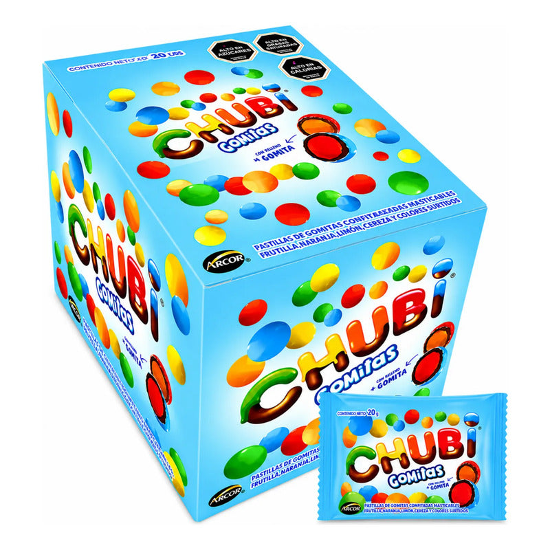 Chubi Gomitas Arcor Sabor Frutal - Display 20 Unidades X 20g