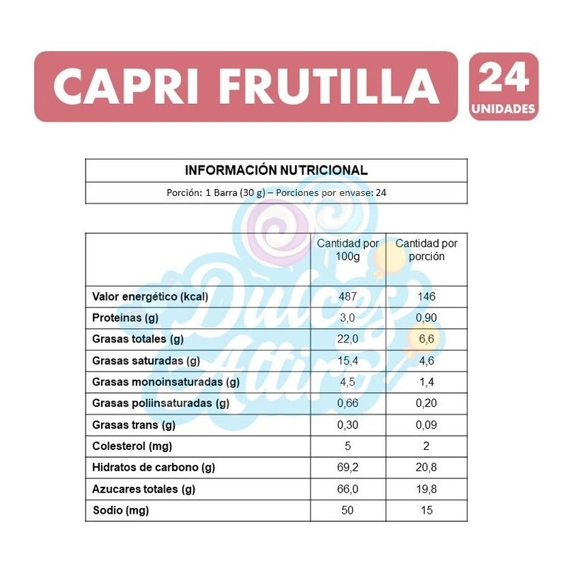 Chocolate Capri Sabor Frutilla (contiene 24 Unidades)
