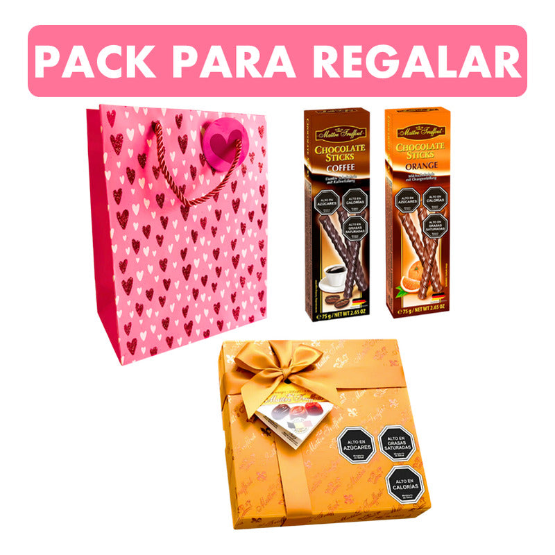 Pack Bombones Maitre Truffout + Stick Cafe Y Naranja +bolsa