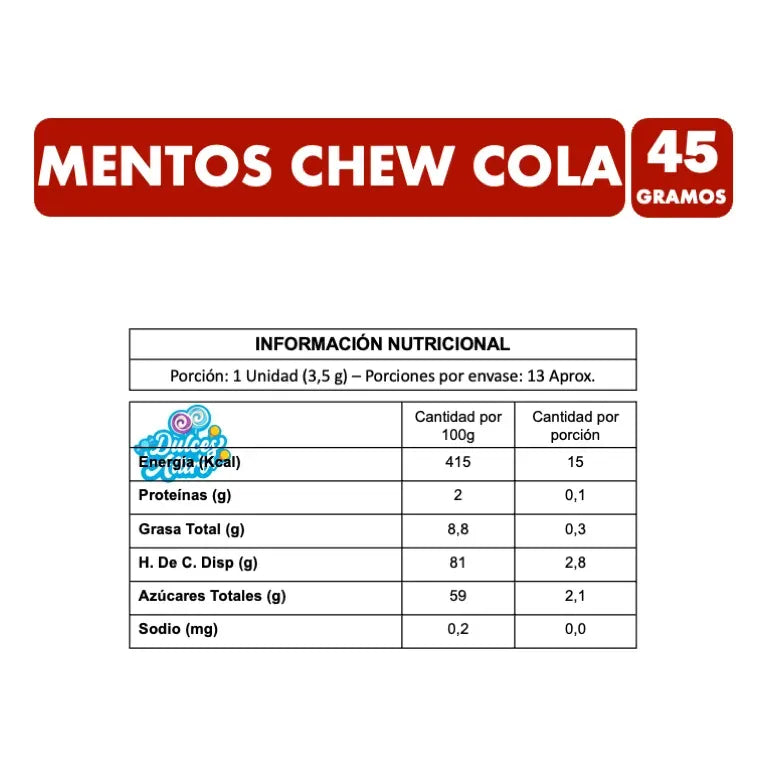 Caramelos Masticables Mentos Chew Sabor Cola (unitario)