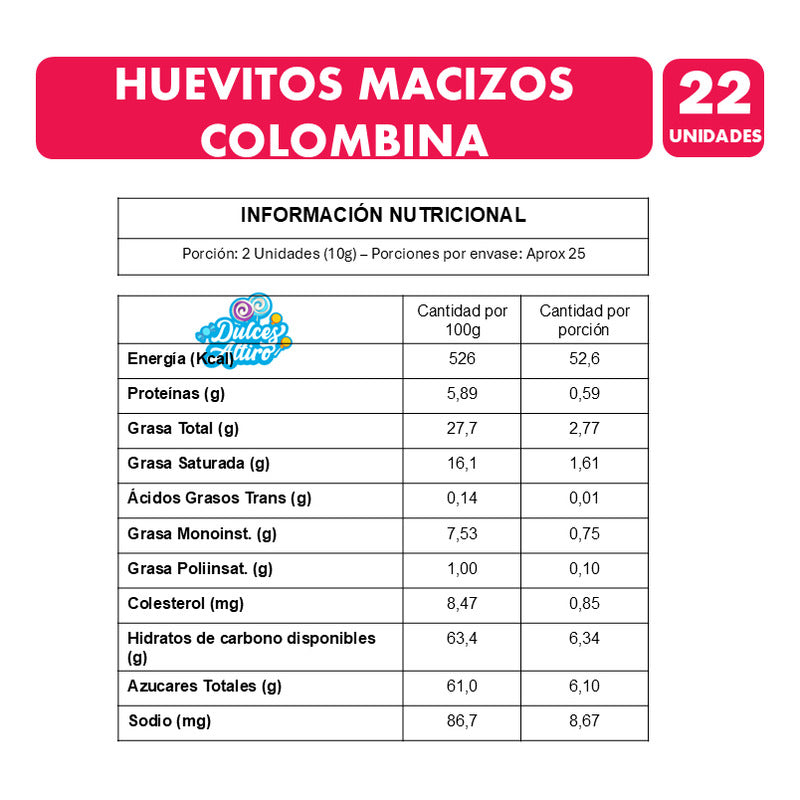 Huevitos De Chocolate Colombina (bolsa Con 22 Unidades)