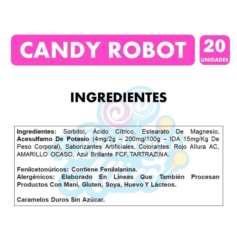 Dulces Candy Robot Lanza Bola Mabú - Display De 20 Unidades.