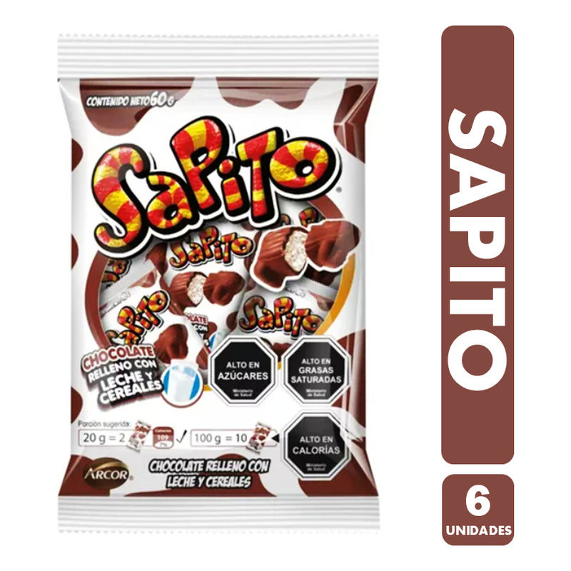 Sapito Chocolate Relleno Con Leche Y Cereales (bolsa Con 6u)