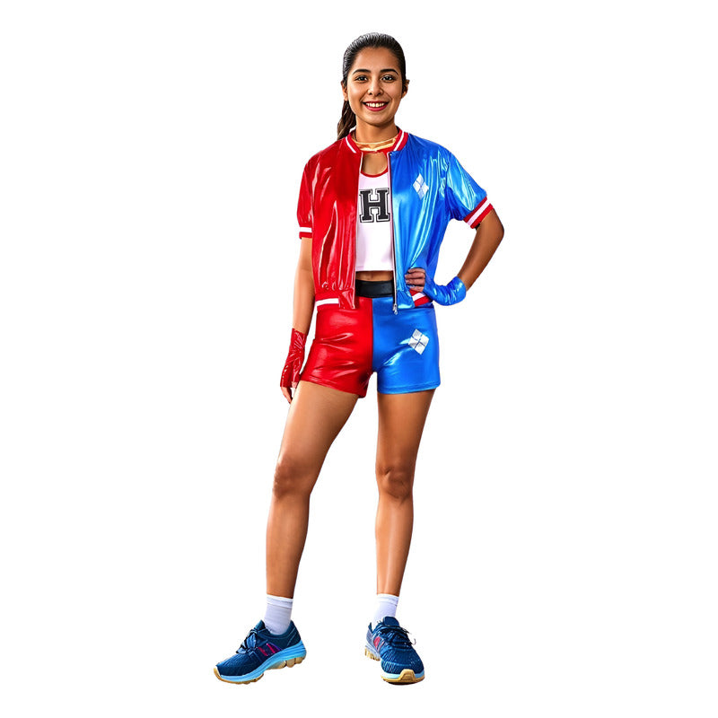 Disfraz Traje De Chica Roja Y Azul Mujer Adulta Halloween Rojo M