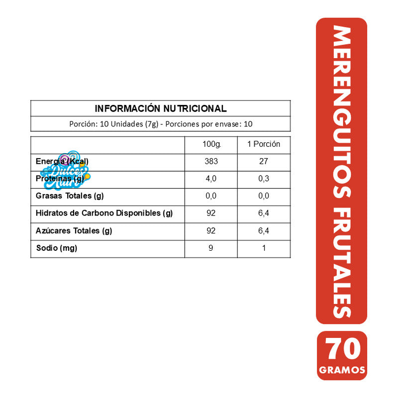 Merenguitos Mini Sabores Frutales De Spak (bolsa Con 70 Gr)