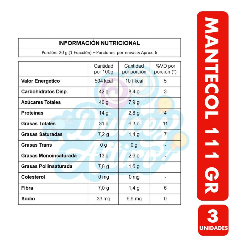 Barra Mantecol Clásico De 111g - Sin Tacc(pack Con 3u)