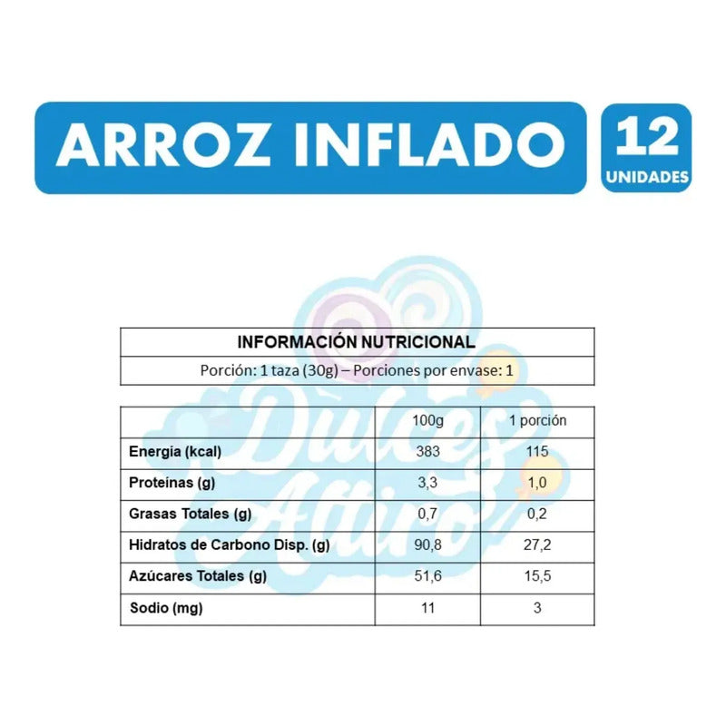 Cereal De Arroz Inflado Azucarado - Pack Con 12 Unidades