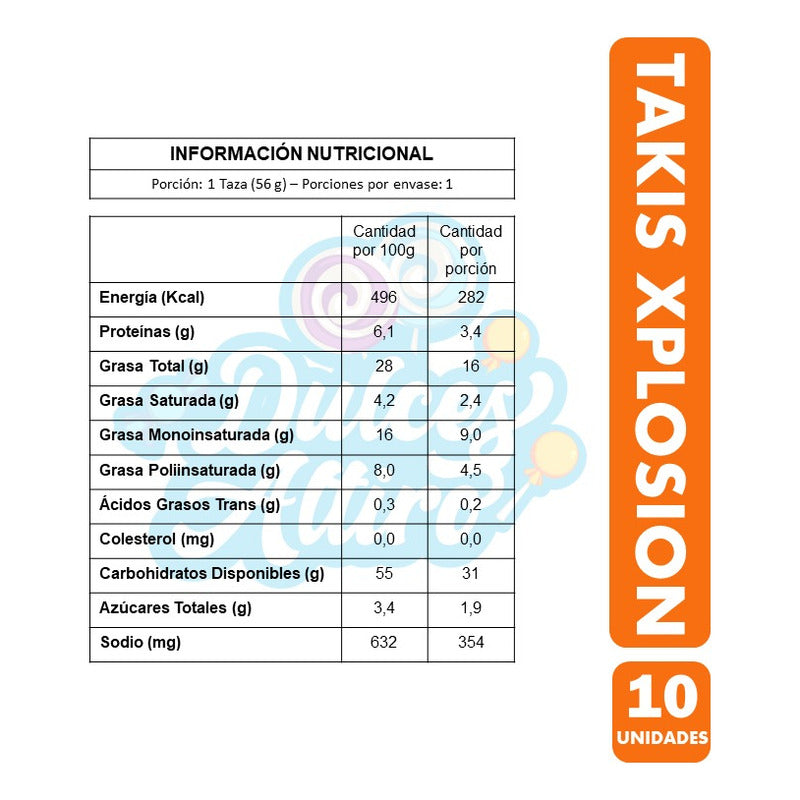 Takis Xplosion, Sabor Queso - Especial Colación (pack 10uni)