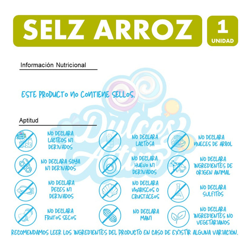 Selz Galletas De Arroz - Marca Arcor (contiene 100 Gramos)