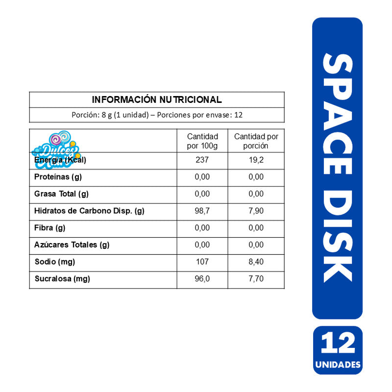 Dulces Candy Space Disk - Sin Azúcar Libre De Sellos (12 Un)