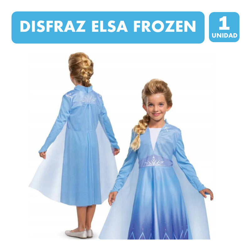 Traje De Princesa Elsa Frozen Niña - Especial Halloween Azul Claro 4-6