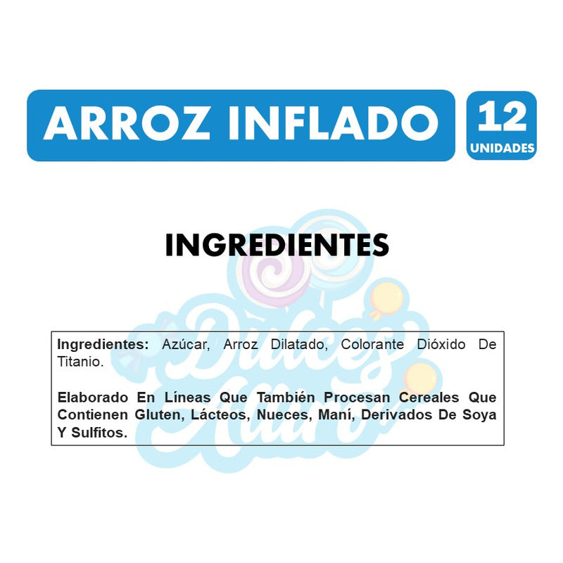 Cereal Arroz Inflado Blanco Para Colación (pack Con 12 Uni)