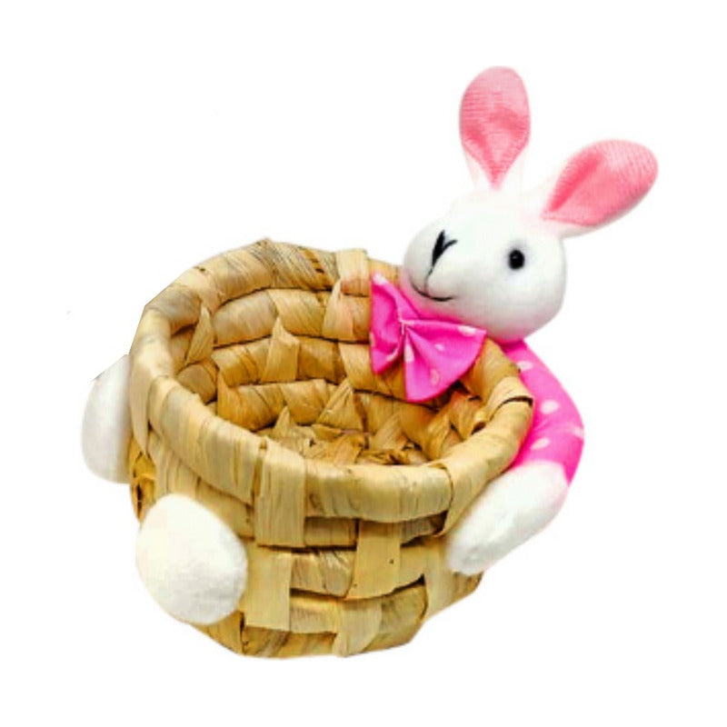 Canasto Para Huevos De Pascua - Canasto Conejo Color Rosa