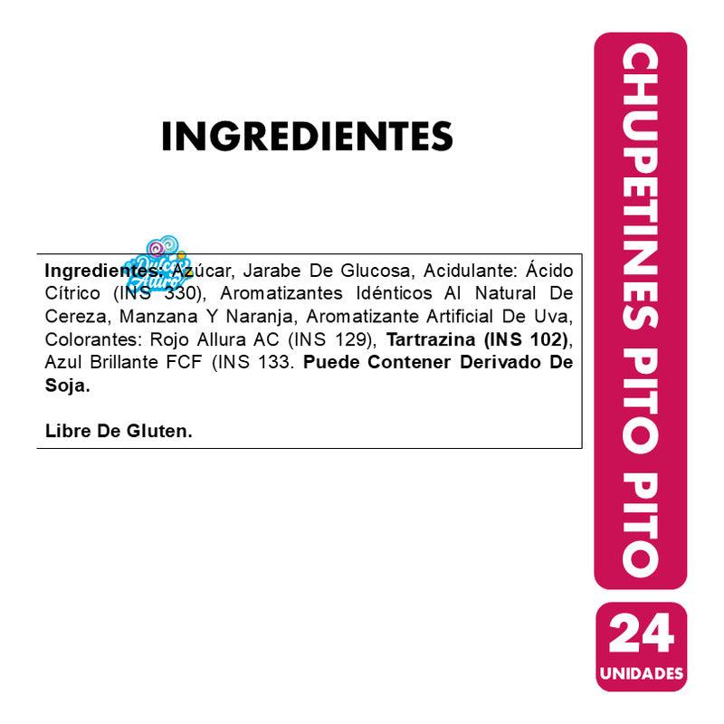 Chupetes Lheritier, Sabores Frutales -libres De Gluten (24u)