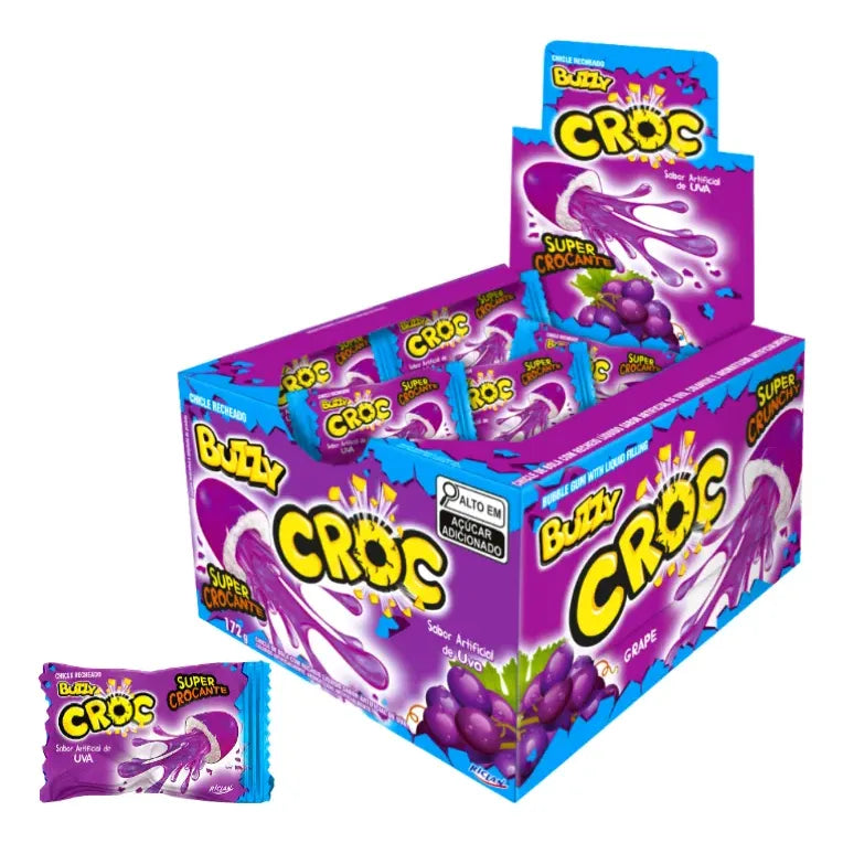 Chicles Buzzy Croc Rellenos Sabor Uva Sin Gluten (40 Uni)