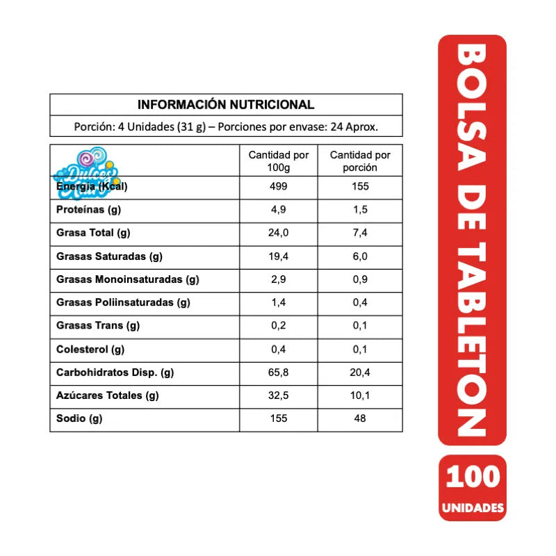 Tableton - Galletas Cubiertas Sabor Chocolate De Fruna 100un