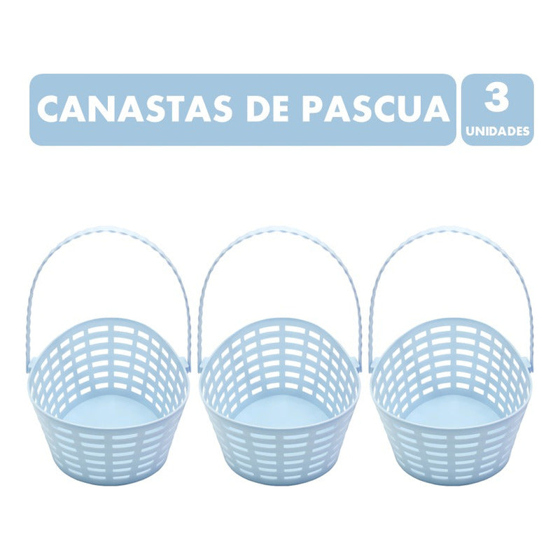 Canasta De Pascua Para Huevitos - Color Celeste (pack 3 Uni)