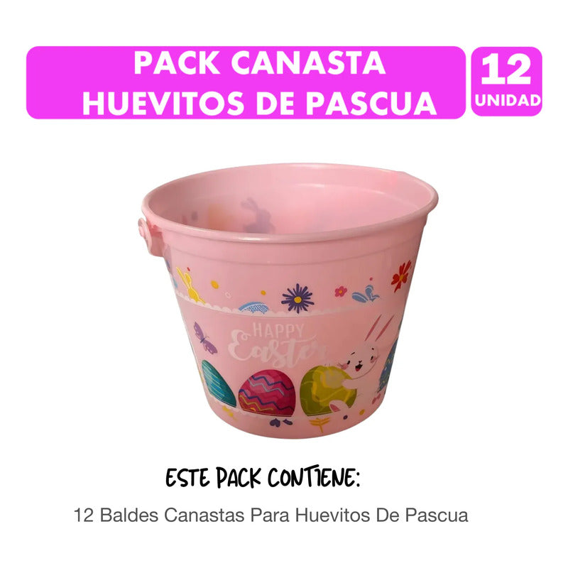 Pack 12 Baldes Para Huevitos Especial Pascua (color Rosa)